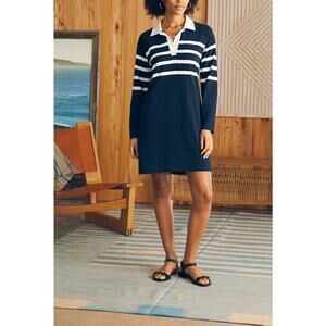 NWT Faherty Women’s XXL Rugby Jersey Dress Cape May Stripe Navy Preppy Academia